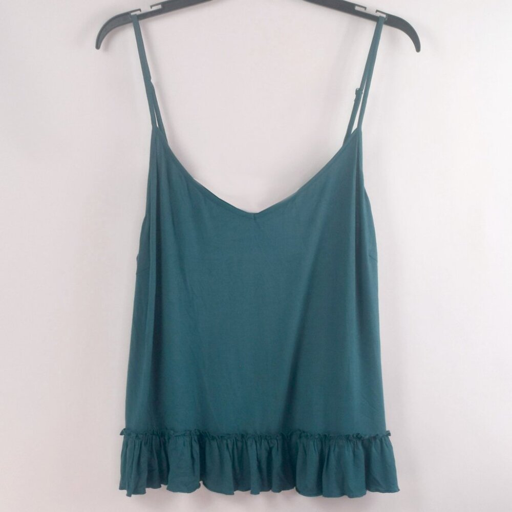 INC International Concepts Knit Ruffle Flounce Pajama Top Teal R $30 NWT - Picture 3 of 4
